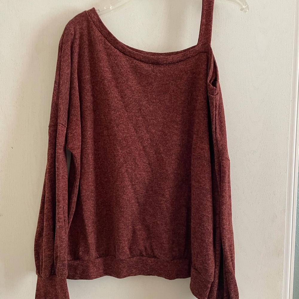 Rust off the shoulder sweater